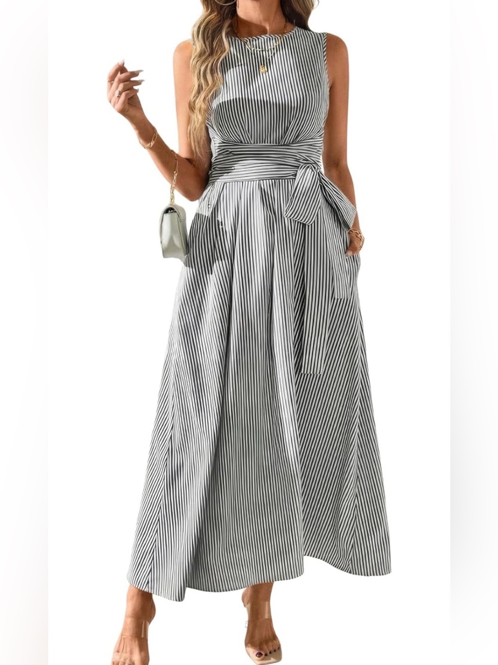 Striped Tie Waist Dress
